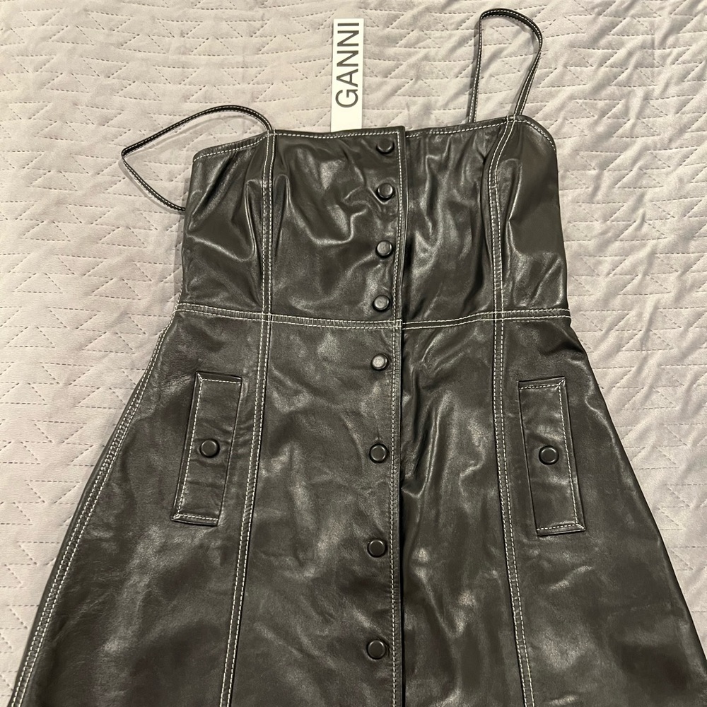 Ganni Leather Dress - Size 38=M